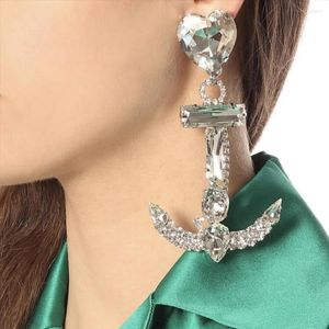 Orecchini penzolanti Stonefans affascinante di strass cuore Long for Women Fashion Dichiarazione di gioielli Forma di ancoraggio Earring