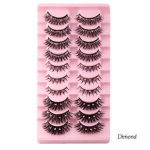 Multilayer Thick Diamond False Eyelashes with Glitter Powder Naturally Soft and Delicate Handmade Reusable 3D Mink Fake Lashes Full Strip Party Eyelashes