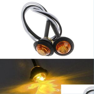 Car Bulbs 10X Mini Amber Bbs 3/4 Round Side 3 Led Marker Trailer Car Light Waterproof Drop Delivery Mobiles Motorcycles Lights Light Dh2Qy