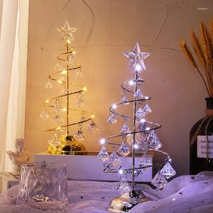 Table Lamps Christmas Room Decoration Gift Glowing Tree Crystal Night Light Wrought Iron