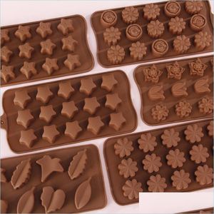 Moldes de cozimento sile chocolate molde coração redondo pirâmide desenho animado desenho de animais 3d geléia e doce entrega home jardim kitchen din dh2vs