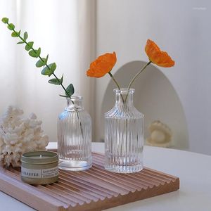 Jarrones Nordic Glass Vase Simple Flower Bottle Creative Transparent Hydroponic Wedding Table Decor