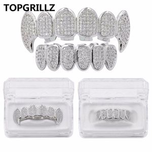 Pendant Necklaces TOP Fit Silver Plated CZ Micro Pave Top Bottom GRILL SET Rhodium Teeth Grills Tooth 221109