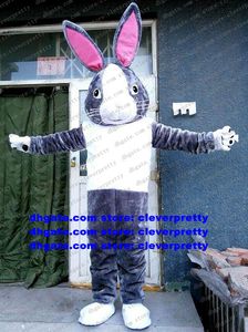 Grå lång päls Easter Bunny Mascot Costume Rabbit Hare vuxen tecknad karaktär årlig symposiumskola ZX599