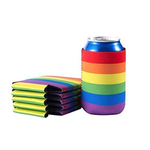 Andra festliga festförsörjningar Rainbow Pride Can flaskkylare ärmar Neopren insatt hbt -tema öljuice vattenflaskor ärmdhdka