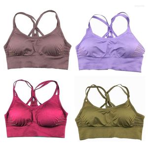 Yoga outfit mode sömlös sportbh som kör tillbaka korset med avtagbara kuddar Brassiere Sport Woman Fitness Top Activewear