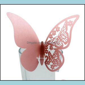 Greeting Cards Wholesale Cup Paper Place Seating Wedding For Wine Glass Favors Home Escort Party Butterfly Card Decor Decorations Nu Dhgyf