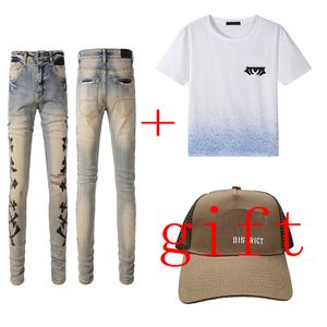 Mager jeans mode t shirt m￤n jeans designer jean casual bomull andas skjortor europeiska och amerikanska byxor nya korta ￤rmkl￤der 14 stilar byxstorlek 29-38