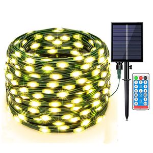 100M Led Solar String Light Green PVC Wire Outdoor Solar Chrismtas Fata Light Copper Wire LED Garland Light per Garden Patio Decor