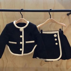Clothing Sets 2pcs Girls Tweed Kids Winter Autumn Long Sleeves Princess Top and Skirt Birthday Designed Uniform LuxuryParty Cloth 1 10Ys 221111