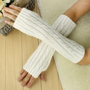 Kn￤skydd kvinnor ull stickning vantar varma fingerl￶sa armhandskar mjuka halvfinger handschoenen vinter guantes mujer