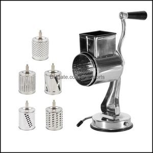 Cheese Tools Stainless Steel Cheese Grater Rotary Chopper Vegetable Shredder Salad Slicer Mtiuse Hand Grinder 5 Blades 243 S2 Drop D Dhd0P