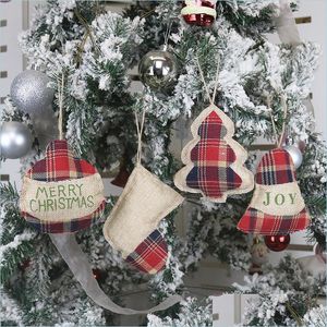 Weihnachtsdekorationen Weihnachtsbaum Sackleinen Ornamente Frohe Glocke runder Winkel hängender Anhänger 11 x 10 cm Weihnachtsbar Home Party Dekor Drop Dhhbx