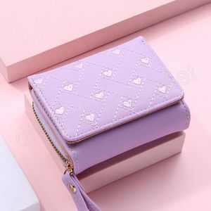 Wallets for Women PU Leather Tri-fold Multiple Card Slots Banknote Clip Korean Style Fashion Embroidered Love Coin Purse
