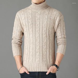 Suéteres masculinos Winter High pescoço grosso e quente Men com gola alta de gola alta malha de algodão masculino de algodão masculino