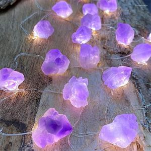 Str￤ngar 20LEDS JUL GRARLAND STRING FAIRY LJUS Batteri Kristall Amethyst Stone For Wedding Valentine's Day Bedroom Decoration