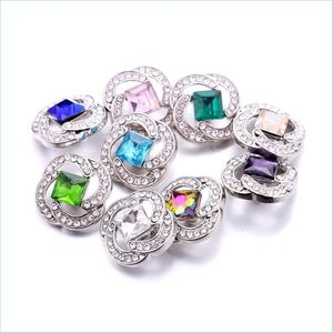 Takılar Toptan Snap Duthing Charms Takı Bulguları Kristal Rhinestone 18mm Metal Çıtçıt Düğmeleri DIY Bilezik Mücevherat Damla Dhlcu