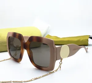 Mode beliebte Damen-Sonnenbrille 1022S Trend quadratischer Rahmen Goldkettenriemen Brille übergroß, Top-Qualität, eleganter, einfacher Stil, Anti-Ultraviolett, mit Etui