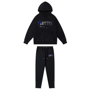 Designer Mens Trapstar Embroidery Pull Tracksuits Rainbow Towel Decoding Hooded Sportswear Men and Women Zipper Trousers Suit BL8E