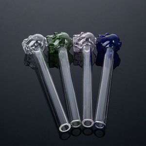 Heady Pyrex Glass Pipe Oil Burner Bubbler Pipes Mini Smoking Pipes Skull Shape Spoon Tobacco Tool Small Dab Rigs