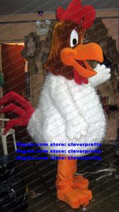 White Long Fur Mascot Costume Chicken Chook Cock Rooster Hen Chick Adult Character COSPLY Role-play Image Ambassador zx2289