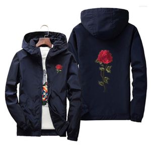 Men's Jackets Fashion Spring Autumn Men Women USA Size Bomber Jacket Thin Lined Casual Couple Coat Rose Pattern Outdoor Windbreaker