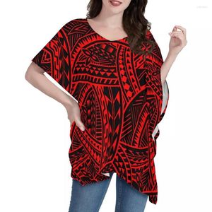 Women's Blouses HYCOOL Selling Sexy V Neck Bat Sleeve One Piece Loose Fit Tees For Maternity Polynesian Tribal Print Women Blouse And Top