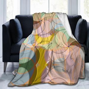 Blankets Soft Warm Flannel Blanket Abstract Circle Colorful Travel Portable Winter Throw Thin Bed Sofa