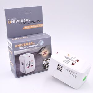 Universelles internationales Reise-Wandladegerät, Netzteil, Kopfhörer für Überspannungsschutz-Stecker, US UK EU AU AC Dual USB
