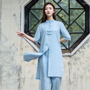 Ubrania etniczne kobiety tai chi mundury bawełniane lniane wysokiej jakości Wushu Woman Doross Martial Arts Meditation Suit