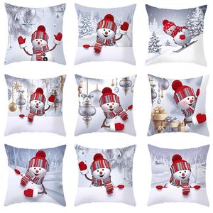 Pillow 45cm Snowman Cover Cartoon Christmas Style Home Sofa Car Decorative Throw Pillowcase Deco