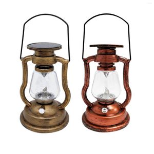Night Lights Retro Style Camping Lanterns Solar Power Outage Emergency Hurricane Landscape Lighting For Fence Porch Decoration