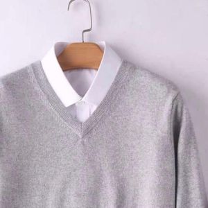 Maglioni da uomo Autunno Inverno Uomo Soft Classic Basic Style Business Casual Pullover lavorato a maglia Top in cotone Maglione con scollo a V allentato maschile