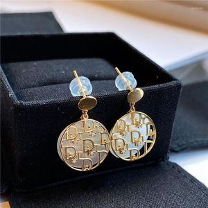 Dangle Earrings UNICE Real 18K Yellow Gold AU750 Diamonds For Women Party Gift Natural Round Luster White Fritillary Fine Jewelry