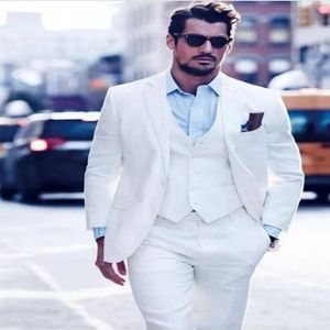 2023 Новое прибытие White One Button Groom Tuxedos Peak Groomsmen Suits Mens Wedding Caustum