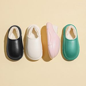 Slippers Home Cotton Winter Couples Anti-slip Plus Fluffy Men's Thick-soled Waterproof Cover Heel Sides Shoes