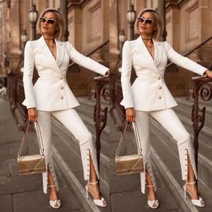 Women's Two Piece Pants Spring/Autumn Women Suits Slim Fit Double Breasted Jacket With Smoking Blazer Mother Or Bride Dress Ladies Business