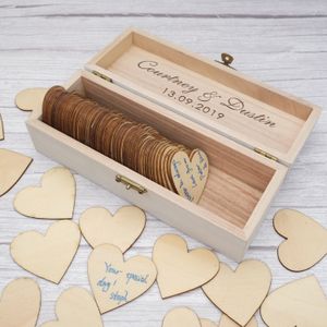 Other Event Party Supplies Custom Wedding Guestbook Rustic Keepsake Box Alternative Engraved Wooden Guest Book Drop Hearts Gift 221020