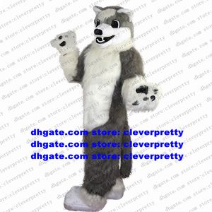 Długi futrzany futrzany szary wilk kostium maskotki husky pies fursuit dorosły kreskówkowy strój postaci o wakacjach company zx1710