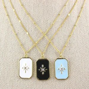 Naszyjniki wiszące 16 cali 10pcs/partia CZ/Enamel Naszyjnik xute kształt sześcien cyrkonu Wholesale łańcuchowe