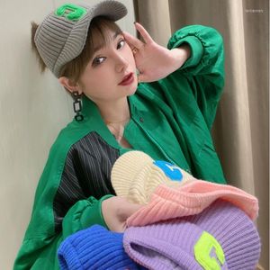 Ball Caps Knitted Empty Top Hat For Women C Letter Plus Velvet Outdoor Decoration All-match Arm Gloves Breathable