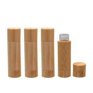 100pcs Natural Bamboo Lip Balm Bottle Tubes g de lipstick reabastecido vazio DIY Lipstick Holder Lip Gloss Cosmético
