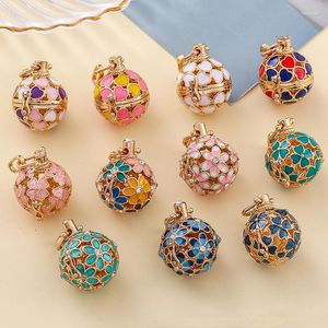 Pendant Necklaces Trendy Flower Dripping Oil Necklace Can Open Hollow Perfume Sound Beads Accessories DIY Bag
