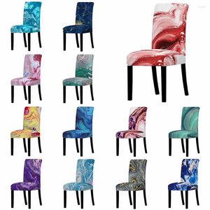 Chair Covers Marble Elastic Cover Modern Dining Room Slipcover Back Case Stretch For Kitchen Armchair Seat El Banquet
