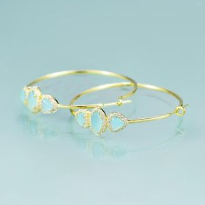 Hoop Ohrringe Gems Schönheit Sterling Silber Gold für Frauen groß