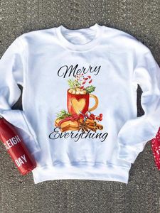 Kadın Hoodies Tatil Kış Kışlı Güzel Trend Kadın Baskı Kazakları Merry Noel Grafik Sweatshirts Mutlu Yıl O boyun moda giysileri