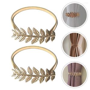 Curtain 2PCS Delicate Binding Strap Spring Clasp Carving Leaf Tie Rope