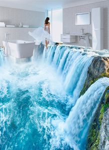 Papel de parede personalizado 3d cachoeiras pisos de paisagem murais adesivos banheiro quarto pvc papers de parede de piso de desgaste d'água 29302593