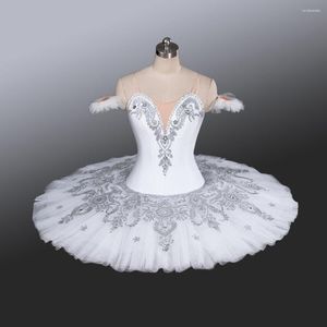 Stage Wear White Swan Tutu Skirts Silvery Adult Professional Ballet Tutus Nutcracker voor kostuumwedstrijd AT1224