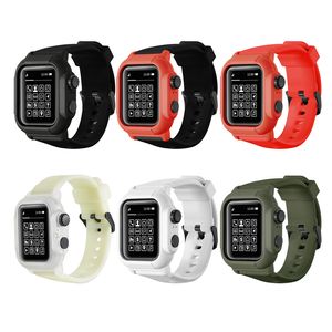 Akıllı Kayışlar Su Geçirmez Kabuk Dalış Entegre Kayış Setleri Watchband Band Bilezikli Saat Kapağı Fit iWatch 8 7 6 SE 5 4 Apple Watch 42 44 45mm Bileklik